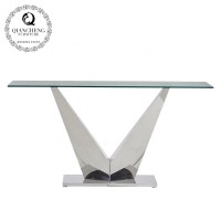 modern clear tempered glass console table