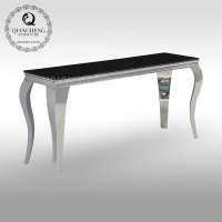 4 legs simple black glass console table