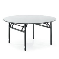 Hotel Restaurant Folding Banquet Round Table With PVC Top Metal Frame