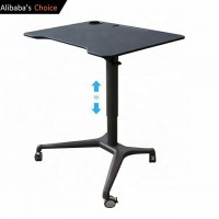 Home office work Alu Single column Pneumatic Height Adjustable Sit Stand Mobile Laptop Computer Desk